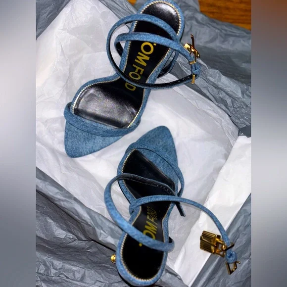 Tom Ford Denim PadLock Heels - Picture 1 of 14